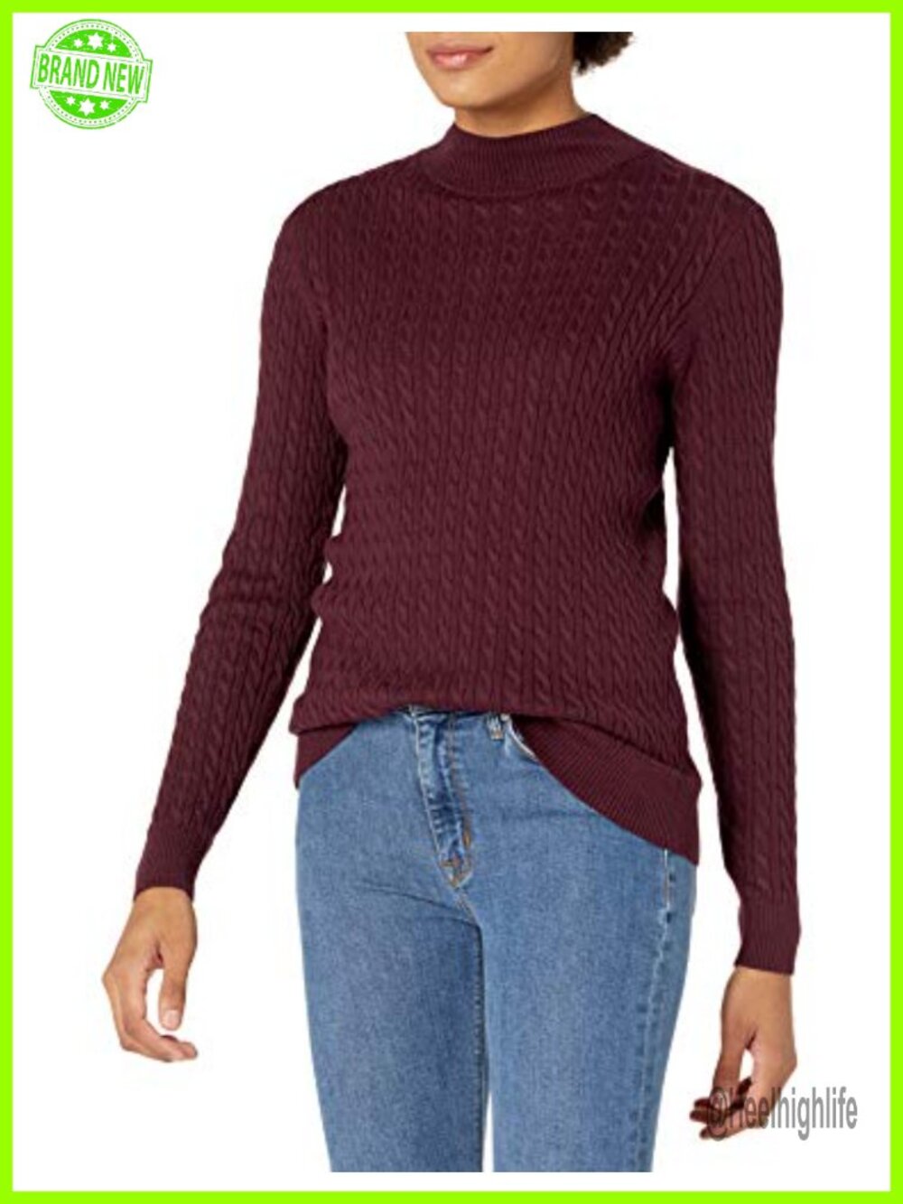 Lightweight Cable Knit Crewneck Sweater Long Sleeve Pullover